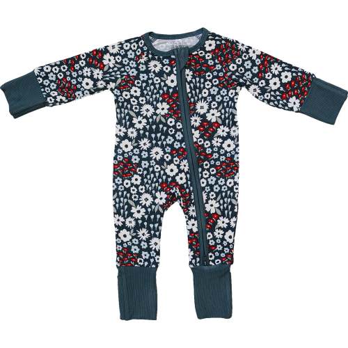 Mebie Baby Dark Green Daisy Bamboo Zipper