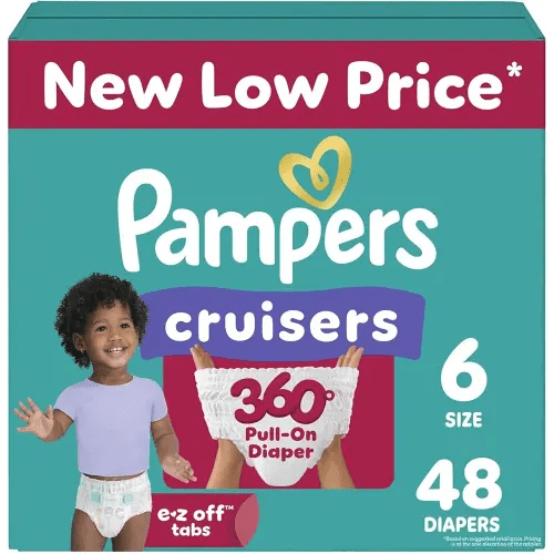 Pampers Diapers - Cruisers 360 - Size 6, 48 Count, Babyproof up to 100% Leakproof Pull-On Diaper