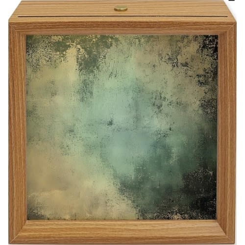 Wooden LED Night Light Box Shabby Chic Teal Colored Artwork Wood Picture Frame