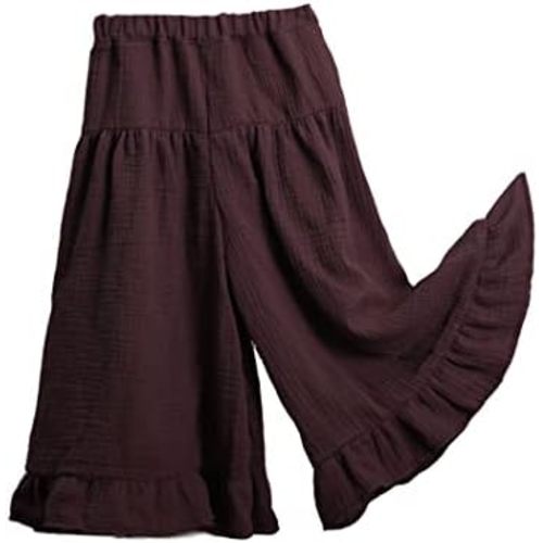 Toddler Baby Little Girls Basic Cotton Gauze Ruffle Pants Casual Loose Fit Wide Leg Trousers Bottoms Outfits