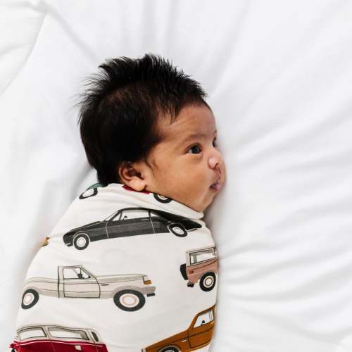 Cars Bamboo Stretchy Swaddle – Soft & Breathable Newborn Baby Blanket by Ellie Sue
