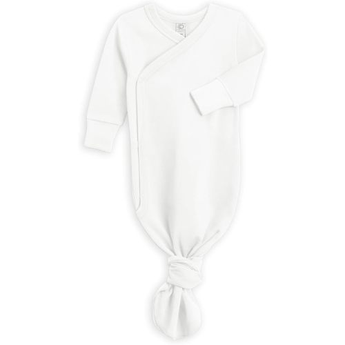 Colored Organics Baby 100% Organic Cotton Newborn Knotted Gown - Infant Indy Kimono Wrap Front Tie Knot with Mitten Cuffs