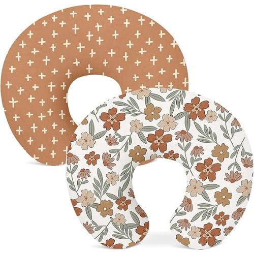 Nursing Pillow Covers 2 Pack, Breastfeeding Pillow Slipcovers Soft and Stretchy, Nursing Covers for Baby Girls Boys Newborn