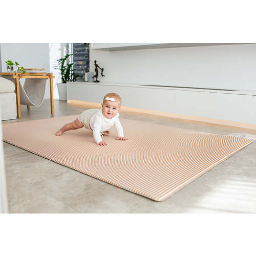 LARGE: Dark Grey Scallops / Clay Stripes Play Mat