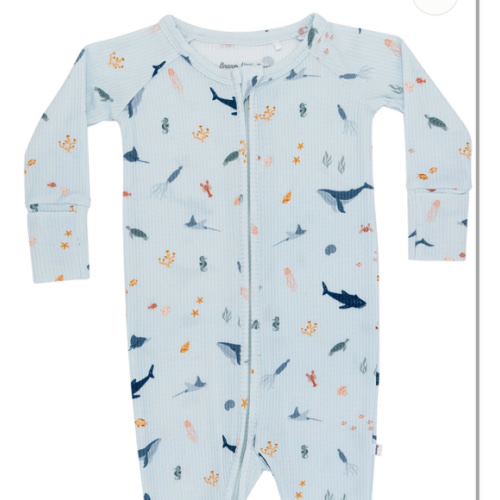 Under The Sea Small Ribbed Zip Romper