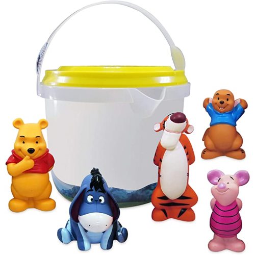 Disney Store Official Winnie the Pooh Bath Toys Set - Includes 5 Detailed Toys with a Straining Storage Bucket - Bath Time Fun and Water Play Set for Kids