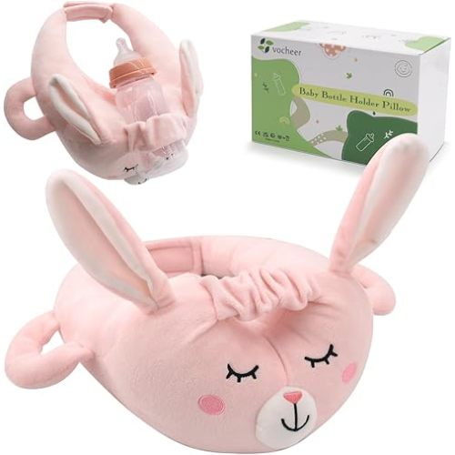 vocheer Baby Bottle Holder, Portable Support Pillow for Newborns, Baby Breastfeeding Pad，Bottle Support Cushion (Rabbit)