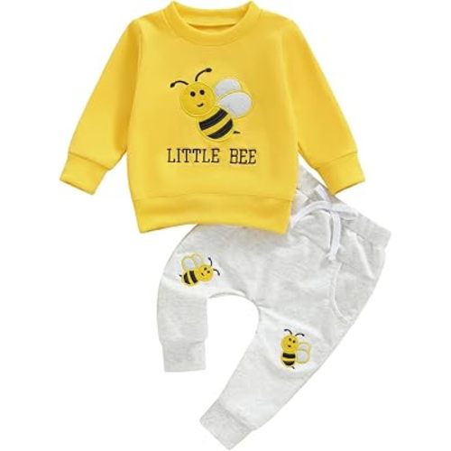 Hekkomird Baby Boy Girl Fall Outfit Cute Sweatshirt Long Pants Toddler Set