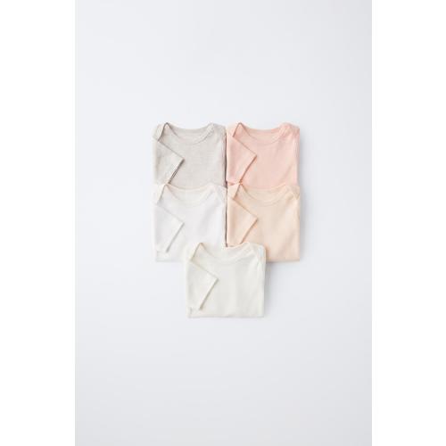 FIVE-PACK SHORT SLEEVE BODYSUITS WITH LABEL - Orange | ZARA United States
