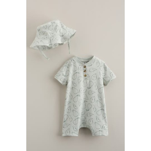 Print Romper & Hat Set, 12M