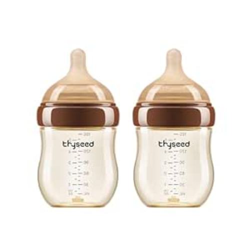 Thyseed PPSU Anti-Colic Baby Bottle, Breast-Like Extra Slow Flow Nipple for Breastfed Babies (0m+), 5 oz/160 mL, 2 Pack