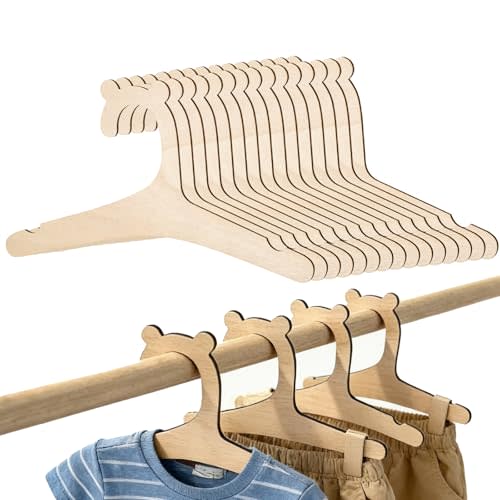 15Pcs Wooden Baby Hangers, Cute Baby Hangers, Babys Shower Decorations Boy Bear Ears Babies Coat Hanger, Closet Organizer Newborn Hanger for Coats Pants Suits Jackets Clothes