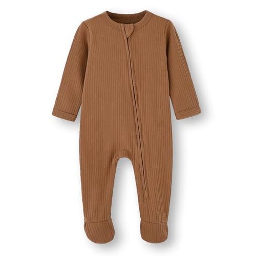 ACESTAR Baby Footies Pajamas, 2-Way Zipper Baby Sleepers with Mitten Cuffs - Long Sleeve Baby Zip Up Onesie for 0-12 Months