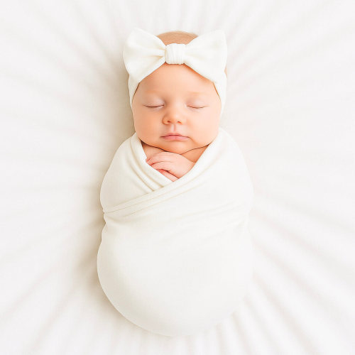Newborn Swaddle Set - Headband in Cozy Clouds
