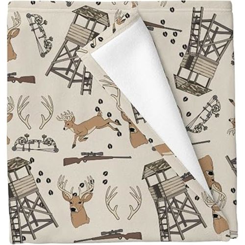 Deer Hunting Baby Blankets for Boys Girls Hunter Tree Stand Swaddle Receiving Blanket Wild Animals Hunter Soft Swaddling Wrap for Unisex Newborn 30x40in