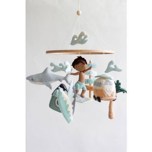 Surf baby mobile, beach baby mobile, surfer boy mobile