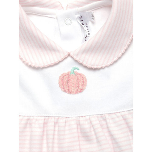 French Knot Pumpkin Pima Bubble, White/Light Pink Stripe - Milly Marie Pima | Maisonette
