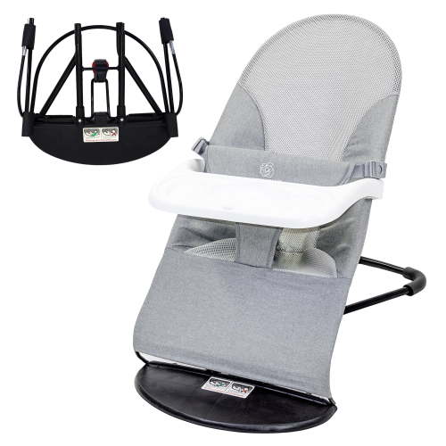 Baby Bouncer, Portable Baby Bouncer Seat, Infant Rocker Chair with 3 Recline Positions for Infants, Light Grey