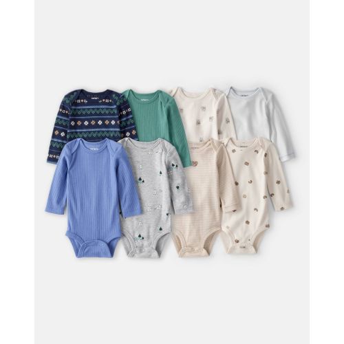 Baby Boy 8-Pack Long-Sleeve Multipack Bodysuits - Blue/Brown/Grey
 | Carter's