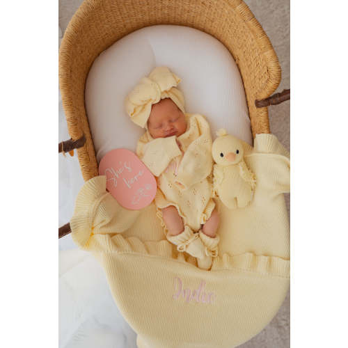 Frill Knit Pointelle Romper | Lemon – Little and Fern