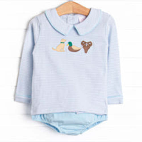 Hudson Hunter Applique Diaper Set, Light Blue Stripe – Stitchy Fish