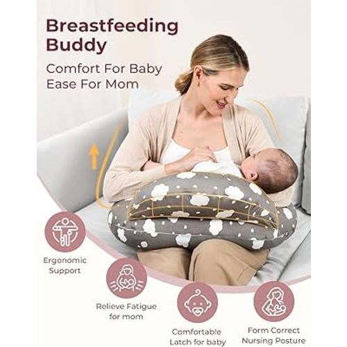 Amazon.com : Momcozy Nursing Pillow for Breastfeeding, Original Plus Size Breastfeeding Pillows for More Support for Mom and Baby, with Adjustable Waist Strap and Removable Cotton Cover, Grey : Baby
