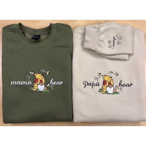 Embroidered Baby Bear Shirt, Personalized Embroidered Mama Bearand me Shirt New mom gift, Mama and me shirt, Custom embroidery disney Tees