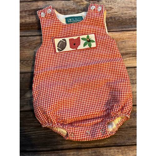 Baby Boy Red Gingham Seersucker Bubble