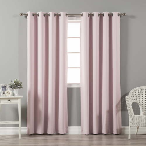 Quality Home Thermal Insulated Blackout Curtains - Stainless Steel Nickel Grommet Top - Light Pink - 52"W x 84"L - (Set of 2 Panels)