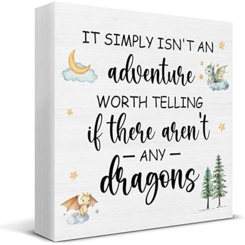 Boys Nursery Decor, Dragon Lover Gifts for Boy, Rustic There Aren't Any Dragons Wood Sign Home Boy Room Bedroom Playroom Wall Table Shelf Desk Decorations