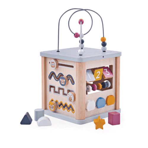 100% FSC® Wooden Activity Cube | Bigjigs Toys | Over The Moon