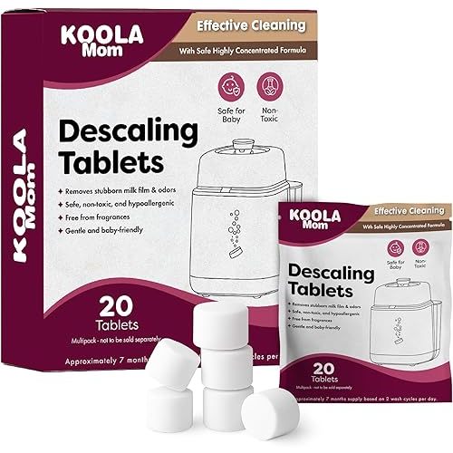 Descaling Tablets for Bottle Washer & Warmers - Descaler for Milk & Limescale Removal - Compatible with Momcozy, Baby Brezza & GROWNSY 20 Count