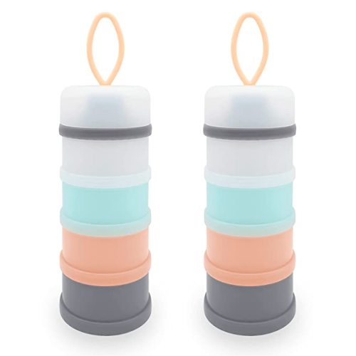 Baby Formula Dispenser, Formula Container, Portable Milk Powder Container, Non-Spill Stackable Baby Snack Storage Container, Baby Feeding Travel Storage Container, BPA Free, 4 Layers 2 Packs