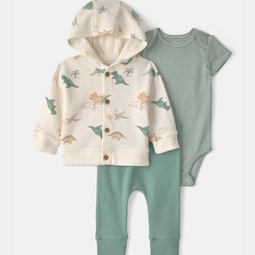 Baby Boy 3-Piece Dinosaur Layering Set - Green/Cream | Carter’s Oshkosh Canada