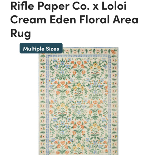 Rifle Paper Co. x Loloi Cream Eden Floral Area Rug - World Market