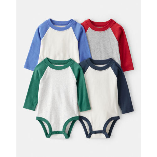 (6M) Baby Boy 4-Pack Long-Sleeve Multipack Raglan Bodysuits | Carter's