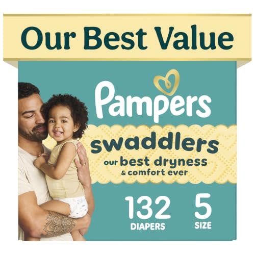 Swaddlers Diapers, Size 5 (20-37 lbs), 132 Count, Fragrance Free, Hypoallergenic, Absorbent, Pediatrician Recommended, Skin Safe