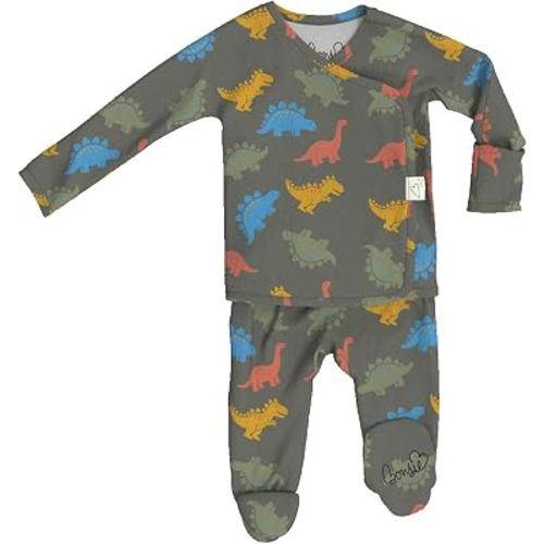 Bonsie Skin to Skin Babywear Footed Bodysuit - Dinosaur Printed Baby One Piece - Lil Stompers