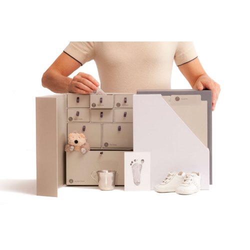 Personalized Baby Gift - Keepsake Box with Labels that Matches your Decor. The Library: Baby Edition Keepsake Organizer by Savor