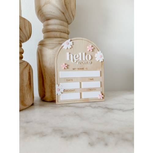 Daisy Birth Announcement plaque, Birth announcement, Dry Erase birth announcement, whiteboard birth announcement, baby stats sign