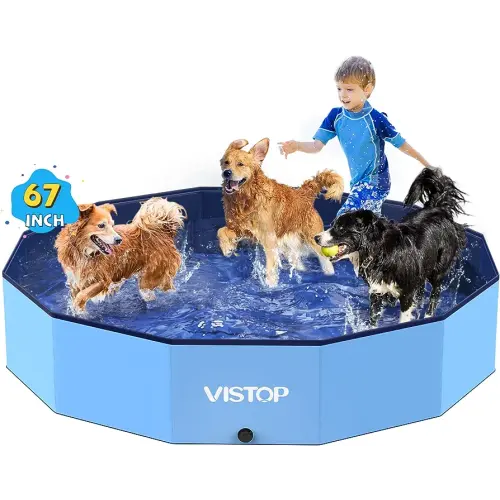 VISTOP Foldable Pool XXL, Hard Plastic Shell (67D x 11.8H, Blue)