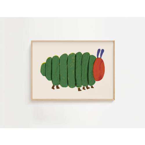 Hungry Bug Abstract, Hungry Caterpillar Inspired Nursery Print: Kids Room Decor (Digital Download)