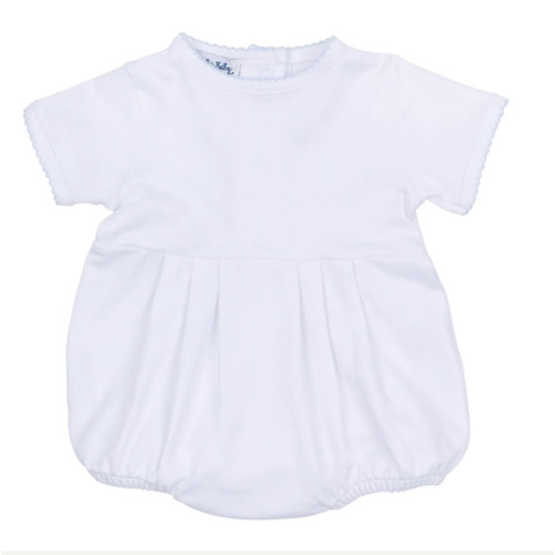 Baby Boy Soft Pima Cotton Bubble - White with Blue Trim - – Magnolia Baby