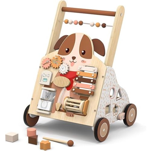 Wooden Baby Walker, Baby Push Walker, Activity Walker, for Babies 12 Months Learning to Walk, Montessori Walker Toy, Activity Center, Wooden Baby Toys