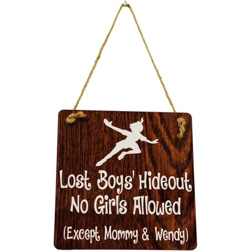 Lost Boys' Hideout - Peter Pan Nursery - Sign Door Hanger - Gift Present for Shower Boy's Room