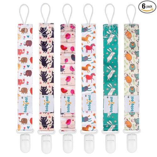babygoal Rabbit Pacifier Clips, 6 Pack Binky Paci Holder and Leash Fits for Most Pacifiers, Binkies and Easter Gift