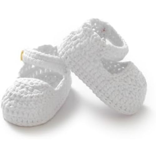 Hadetoto Baby Booties Newborn Baby Mary Jane Shoes Hand Crochet Knit First Walkers Cotton Infant Bootie
