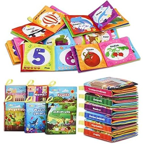 Dr.Rapeti 6 Pack Soft Books, Cloth Book, Bath Book, Baby Book, Crinkle Book