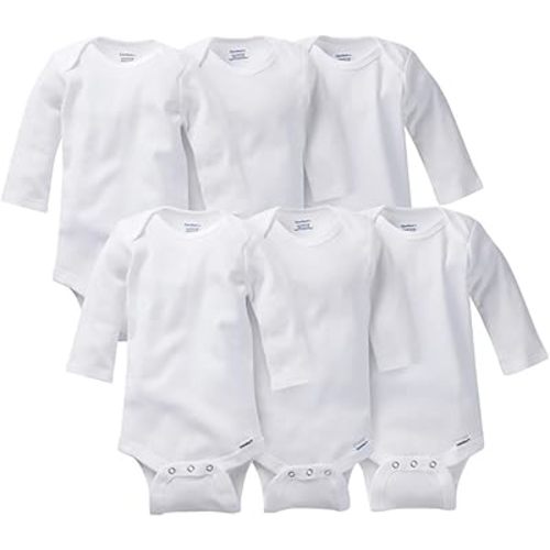Gerber Unisex Baby 6 Pack Long-sleeve Onesies Bodysuit And Toddler T-Shirt Set, 6-pack White, 3-6 Months US
