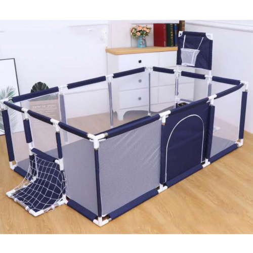 91 Inch Kid Baby Playpen, Safety Activity Playard with Basketball Hoop, Breathable Mesh, Foldable, for Indoors Outdoors